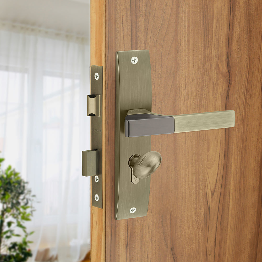 IPSA Ash Iris Handle Series on 8" Plate CYS Lockset with 60mm Coin and Knob - Matte Antique Finish MAB